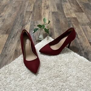 Torrid Size 12 WW Burgundy Faux Suede Point Toe Stiletto Pumps Heels